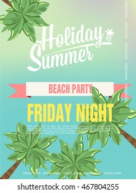 Beach party background. Vector Illustration poster summer time
