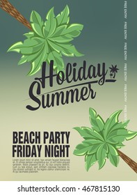 Beach party background. Vector Illustration poster summer time