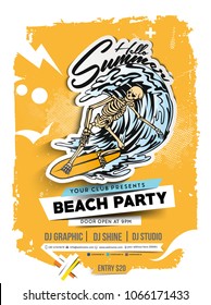 Beach party brochure, flyer, magazine cover & poster template, vector illustration. 