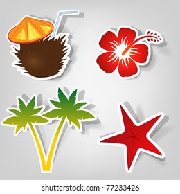 Beach Party Clipart. Sticker Set