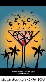 Beach party design with unusual letters