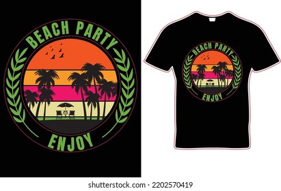 beach party enjoy t shirt design, custom t shirt design 2022