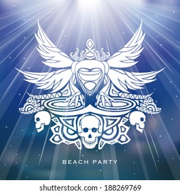 Beach party flyer background with a blurred tropical underwater scape vector illustration