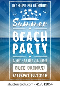 Beach Party Flyer or Poster. Night Club Event. Summer Night Party. Vector Flyer Design Template