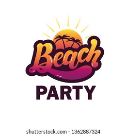 Beach party. Hand drawn lettring. Vector illustration