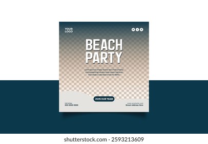 Beach Party Invitation Flyer Template with Join Our Team Button