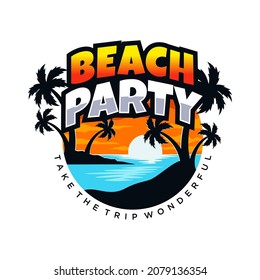 beach party logo vector illustration
