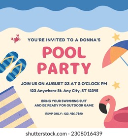 invitación de fiesta de playa