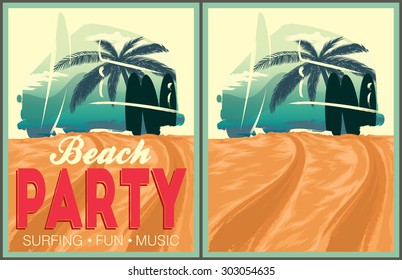 Beach party poster and invitation template.