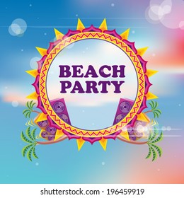 Beach party poster template vector illustration