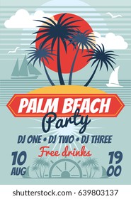 Beach party retro summer vector poster or flyer