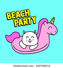 BEACH PARTY, SLOGAN PRINT VECTOR