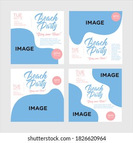 Beach Party Social Media Banner. Summer Vibes feed Design Template