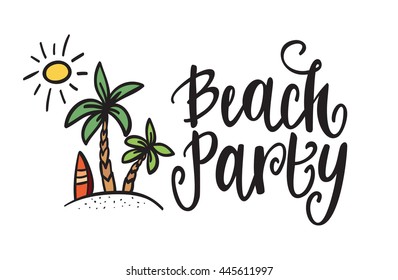 Beach Party. Summer With Palm Tree and Sun