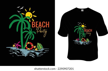 Beach Party, Summer, Beach T-shirt Design.Ready to print for apparel, poster, and illustration. Modern, simple, lettering.