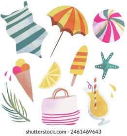 beach party summer vacation hand drawn vector illustrations 