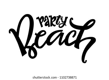 Beach party. Template with hand lettering. 
