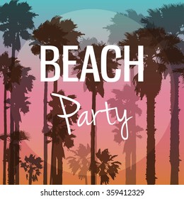 Beach party template with palm silhouettes