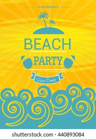 Beach Party Template, Summer Party Banner, Musical Party Flyer or Invitation Card design.