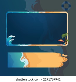 Beach party themed facecam overlay frame or boarder with matching banner or button. can be used by gamers and streamers for their live online twitch streams. High quality vector png with summer vibe