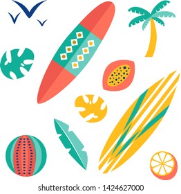 Beach pattern flat illustration design