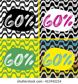 Beach pattern sale set. Vector illustration. 60% sale