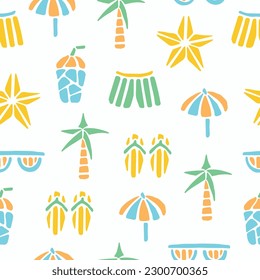 Beach pattern. Seamless vector illustration.