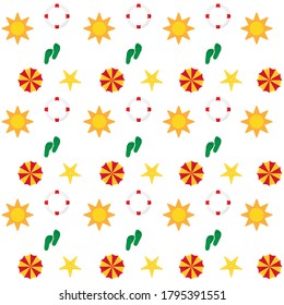 Beach pattern stars, rings. Lifebuoy vector background