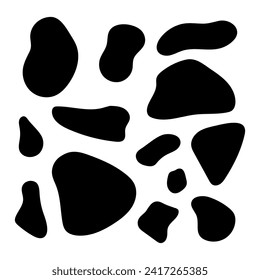 Beach pebble stone set. Hand drawn smooth stone of different shape. Organic rick from river landscape, speck shape. Vector illustration isolated on white background