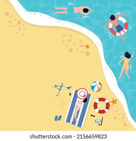 Beach people relaxing  Holiday in a top view background