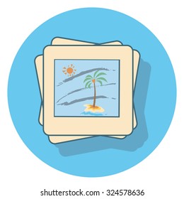beach photo flat icon in circle