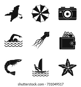 Beach photo icons set. Simple set of 9 beach photo vector icons for web isolated on white background