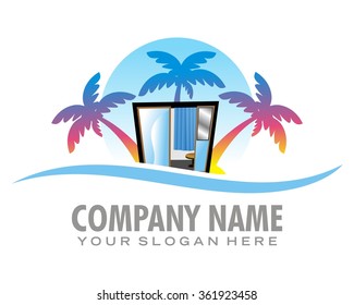beach photograph logo icon vector