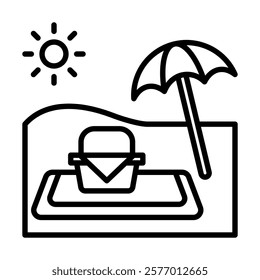 Beach Picnic icon line vector illustration