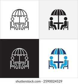 Beach picnic icon set. Holiday and vacation icon collection. Icon set contain symbol of day off, work, business, travel, job, beach, mountain, summer, umbrella, suitcase. Vector stock illustration.