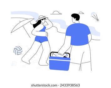 Beach picnic isolated cartoon vector illustrations. Young teenage friends have picnic on the beach, summer holidays, urban lifestyle, outdoors activity together, relax weekend vector cartoon.