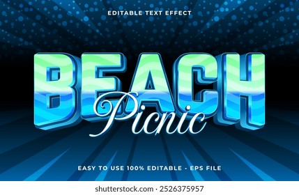 Tema de estilo de texto do piquenique da praia, Efeito de estilo de texto editável