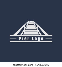 Beach Pier dock logo design vector