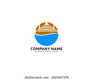 Design-Vektorgrafik für das Beach-Pier-Dock-Logo