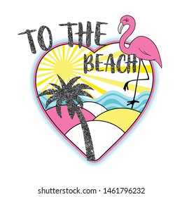 to the beach pink summer tropic heart t-shirt and graphic design