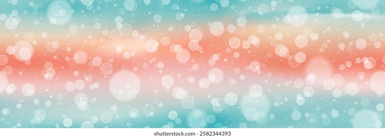 Beach pink,red and blue gradient mesh seamless bg with overlay bubbles and noisy texture. Summer pastel wide wallpaper. Vector illustration