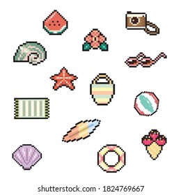 Ilustración vectorial de los reactores de la playa Pixel