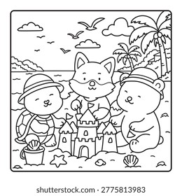 Beach Play Coloring Page
