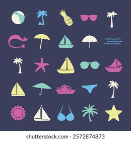 beach playful design element set