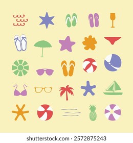 beach playful design element set