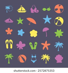 beach playful design element set