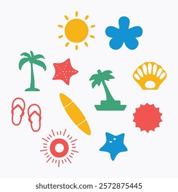 beach playful design element set