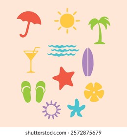 beach playful design element set