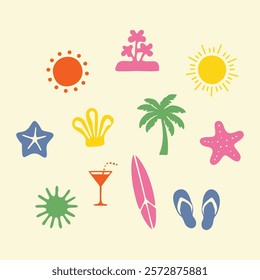 beach playful design element set