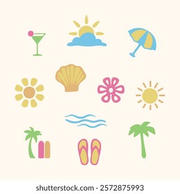 beach playful design element set